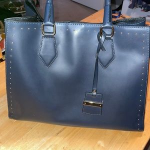A. Bellini Elegant Navy Blue Italian Leather Tote Bag
